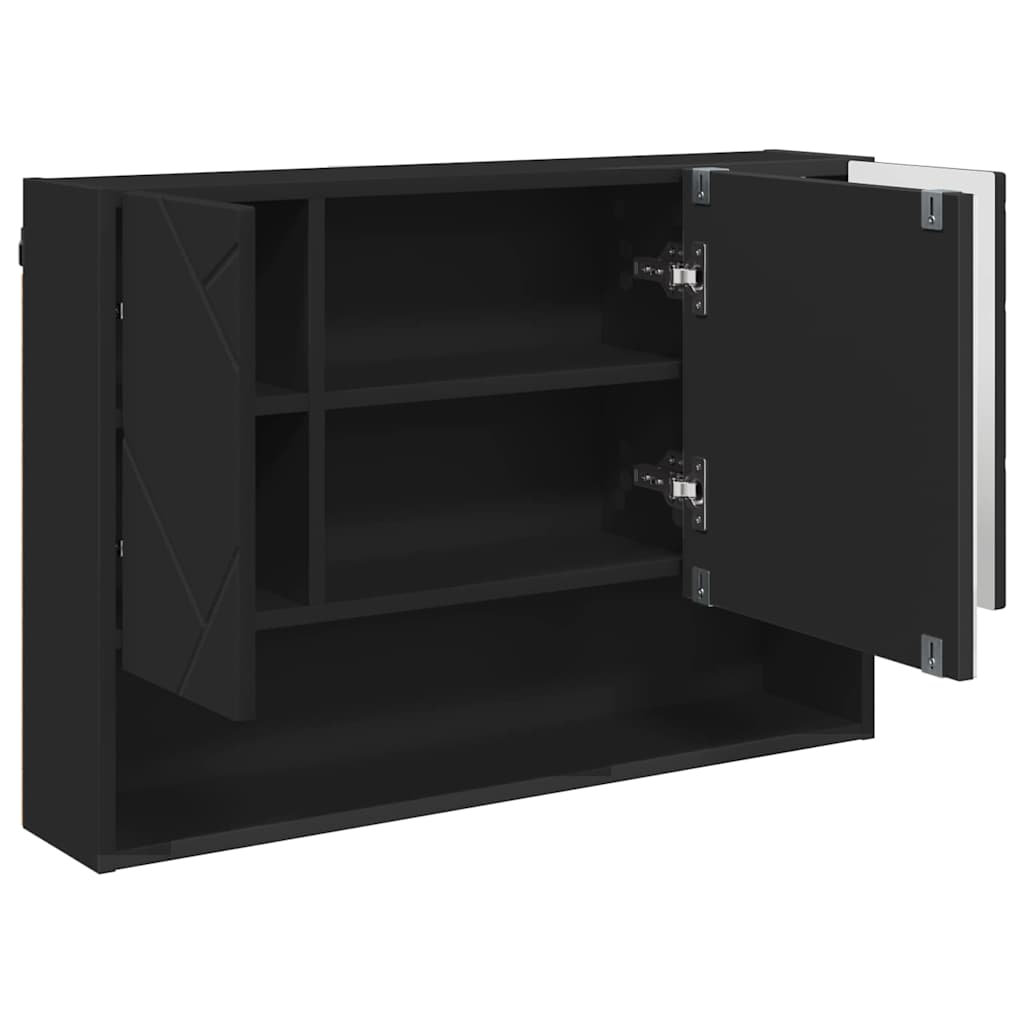 Badezimmer-Spiegelschrank Schwarz 80 x 17 x 55 cm Holzwerkstoff