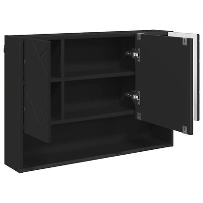 Badezimmer-Spiegelschrank Schwarz 80 x 17 x 55 cm Holzwerkstoff