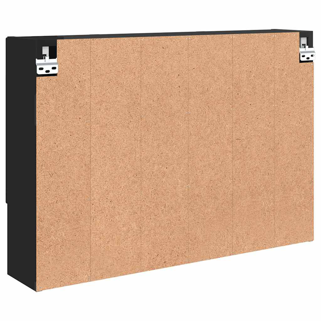 Badezimmer-Spiegelschrank Schwarz 80 x 17 x 55 cm Holzwerkstoff