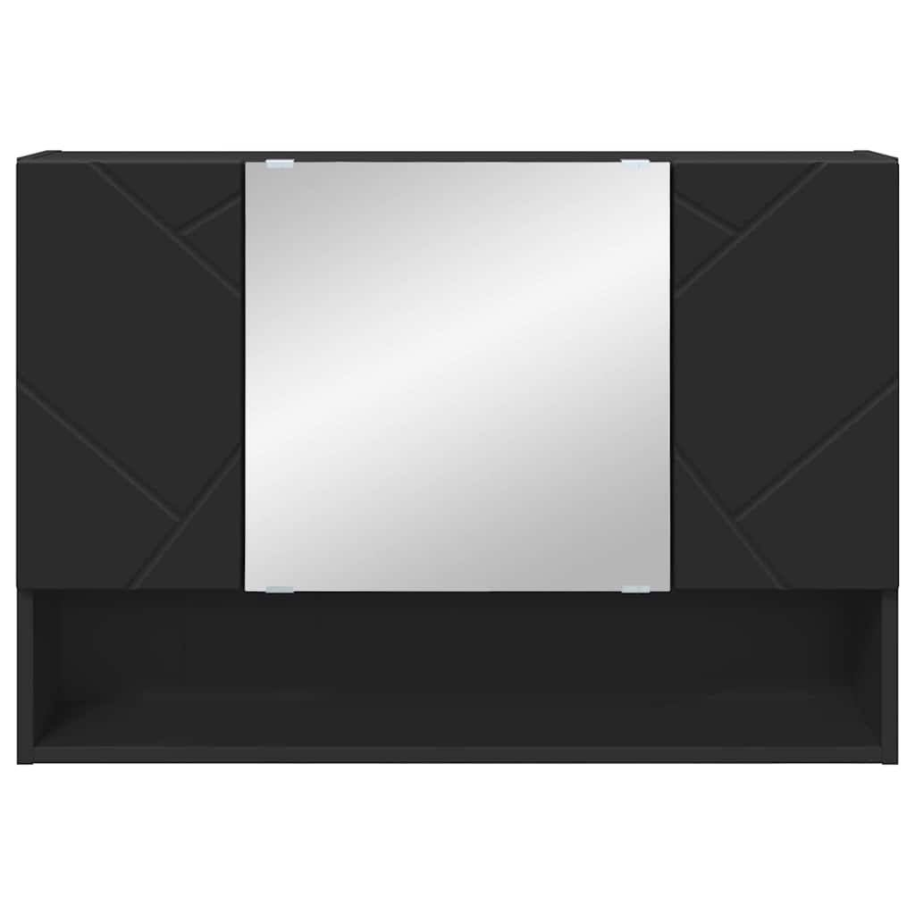 Badezimmer-Spiegelschrank Schwarz 80 x 17 x 55 cm Holzwerkstoff