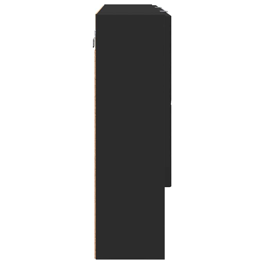 Badezimmer-Spiegelschrank Schwarz 80 x 17 x 55 cm Holzwerkstoff