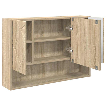 Badezimmer-Spiegelschrank mit Tür Sonoma-Eiche 80 x 17 x 55 cm