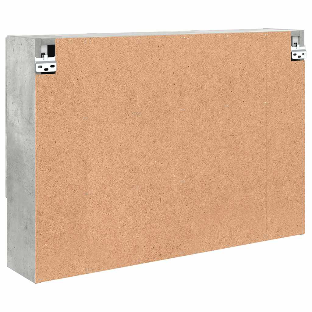 Badezimmer-Spiegelschrank mit Tür Betongrau 80 x 17 x 55 cm