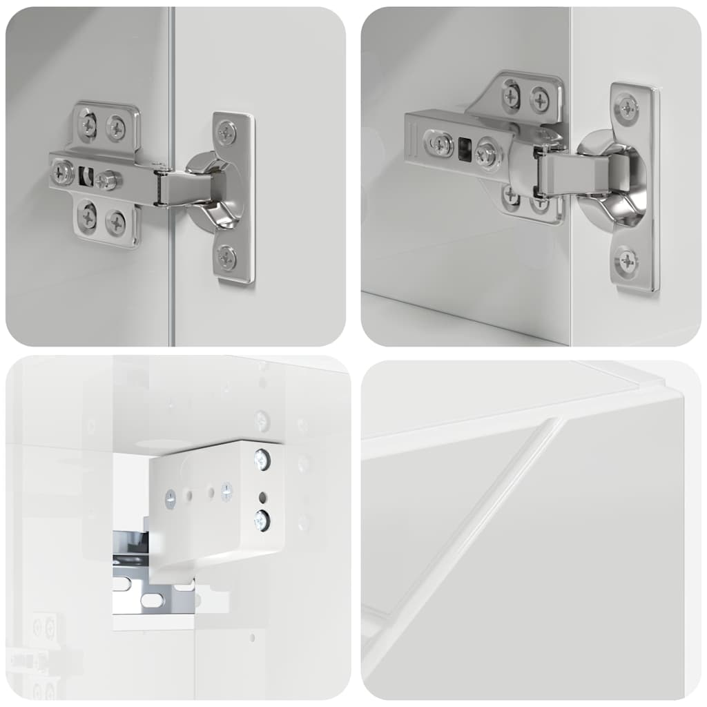 Badezimmer-Spiegelschrank Hochglanz-Weiß 80 x 17 x 55 cm