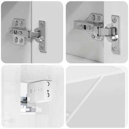 Badezimmer-Spiegelschrank Hochglanz-Weiß 80 x 17 x 55 cm