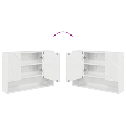 Badezimmer-Spiegelschrank Hochglanz-Weiß 80 x 17 x 55 cm