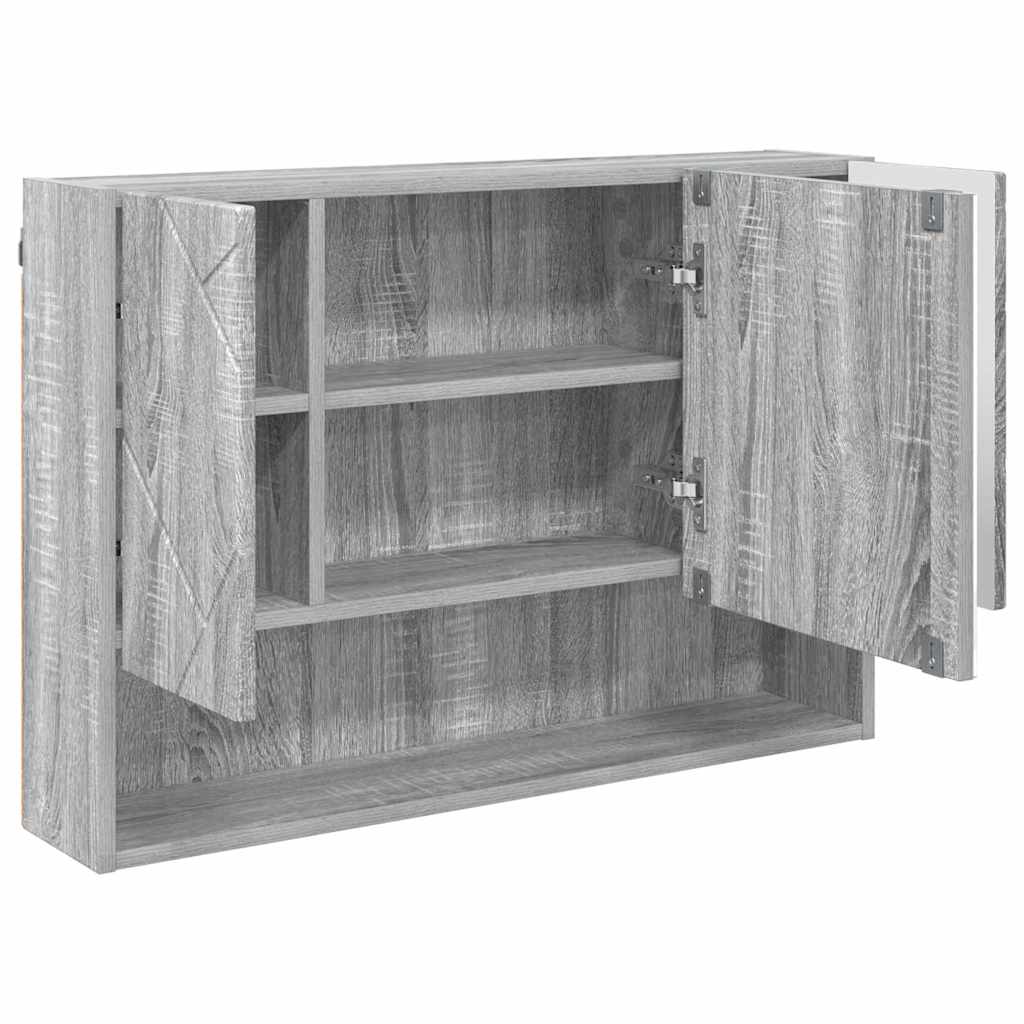 Badezimmer-Spiegelschrank mit Tür Grau Sonoma 80 x 17 x 55 cm