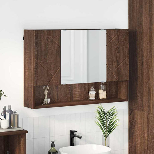 Badezimmer-Spiegelschrank Braun Eichen-Optik 80 x 17 x 55 cm