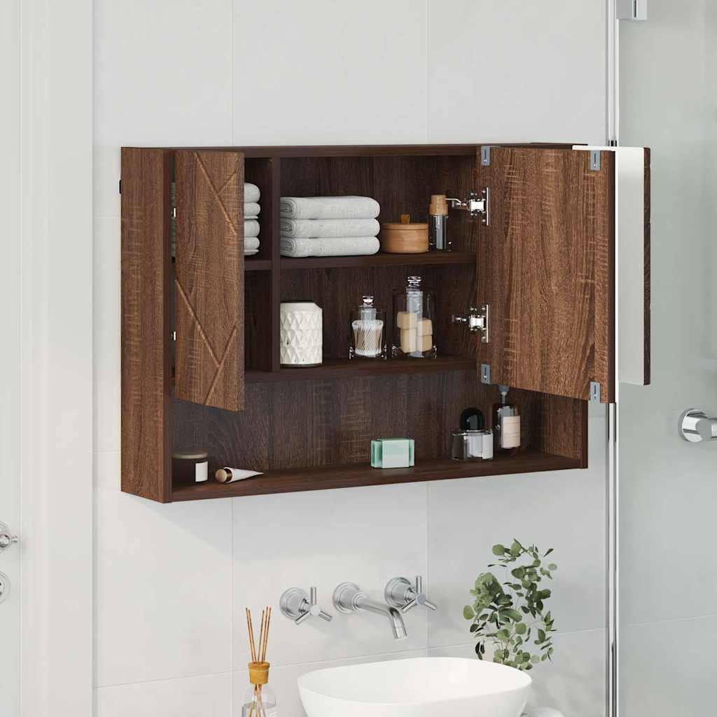 Badezimmer-Spiegelschrank Braun Eichen-Optik 80 x 17 x 55 cm