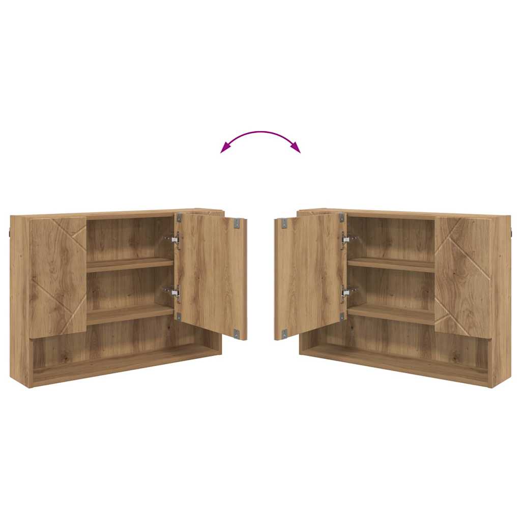Badezimmer-Spiegelschrank mit Tür Artisan-Eiche 80 x 17 x 55 cm