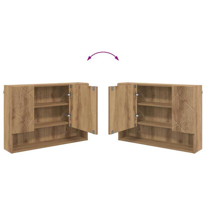 Badezimmer-Spiegelschrank mit Tür Artisan-Eiche 80 x 17 x 55 cm