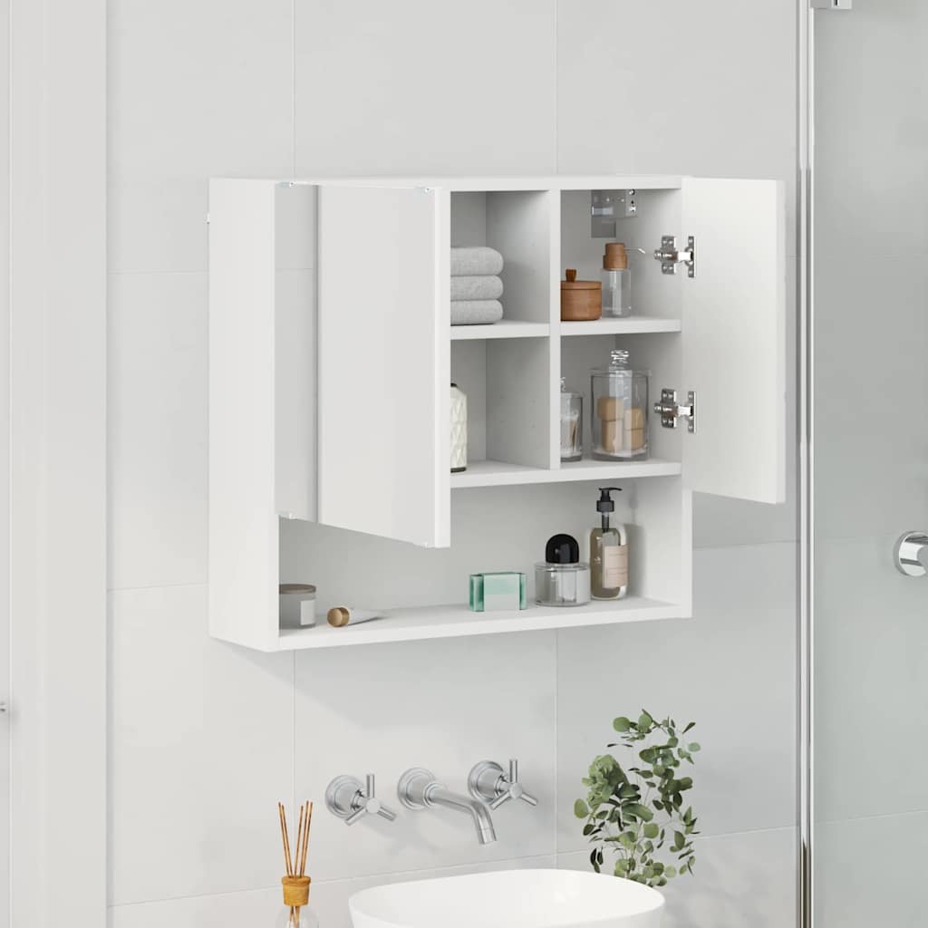 Spiegelschrank mit Regal Weiß 59 x 17 x 55 cm Holzwerkstoff