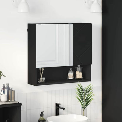 Spiegelschrank mit Regal Schwarz 59 x 17 x 55 cm Holzwerkstoff