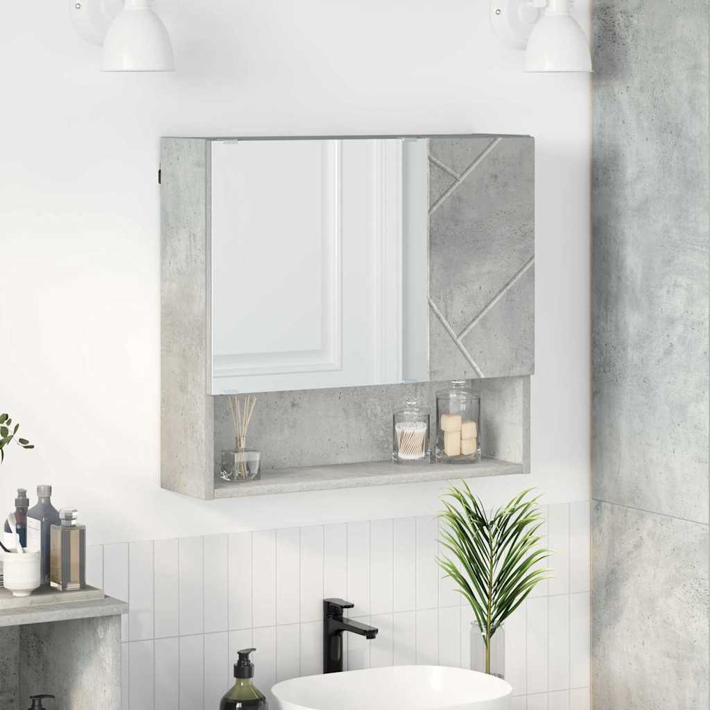 Spiegelschrank mit Tür Betongrau 59 x 17 x 55 cm Holzwerkstoff
