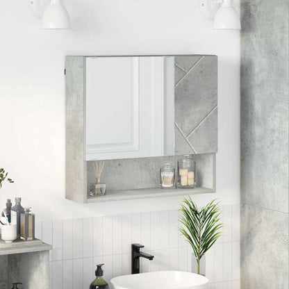 Spiegelschrank mit Tür Betongrau 59 x 17 x 55 cm Holzwerkstoff
