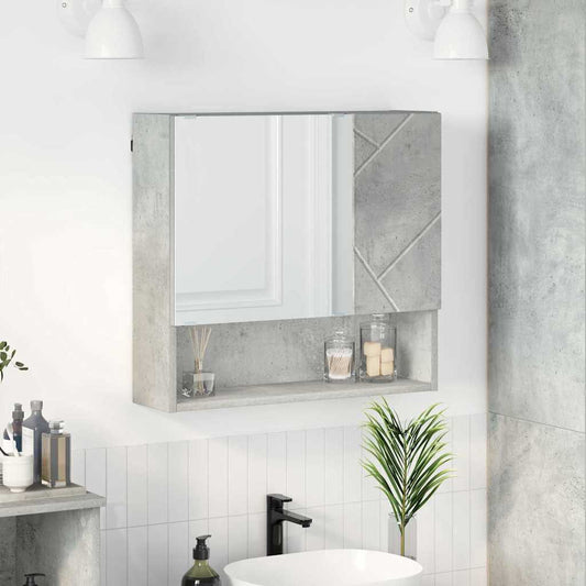 Spiegelschrank mit Tür Betongrau 59 x 17 x 55 cm Holzwerkstoff