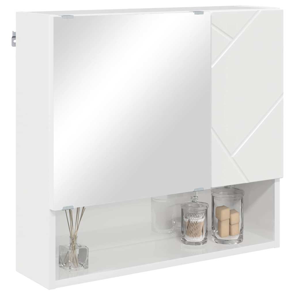 Spiegelschrank Hochglanz-Weiß 59 x 17 x 55 cm Holzwerkstoff