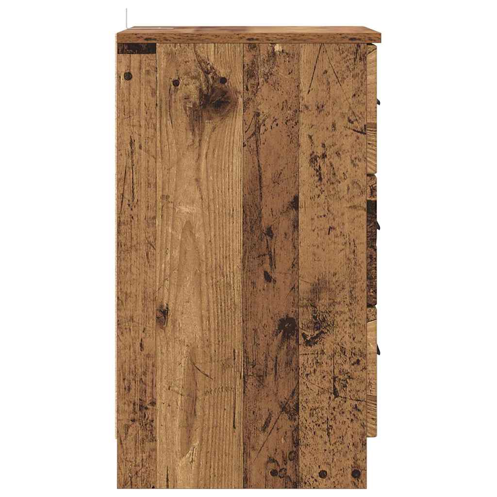 Nachttisch mit Schubladen Altholz 38 x 38 x 66 cm Holzwerkstoff