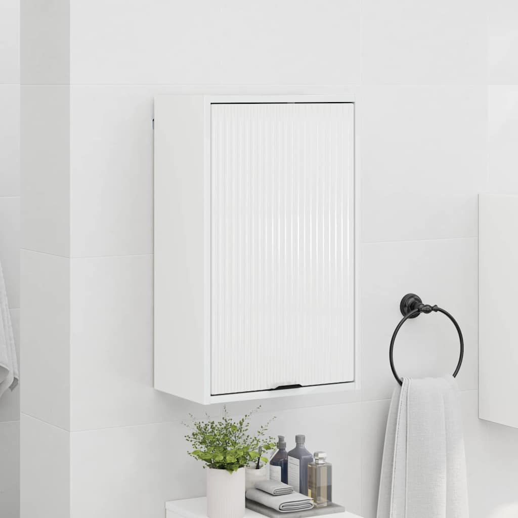 Badezimmer Schrank mit Tür Hochglanz-Weiß 39 x 23,5 x 65 cm