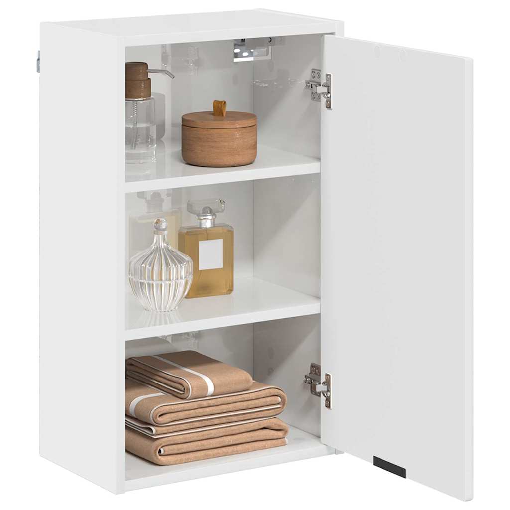 Badezimmer Schrank mit Tür Hochglanz-Weiß 39 x 23,5 x 65 cm