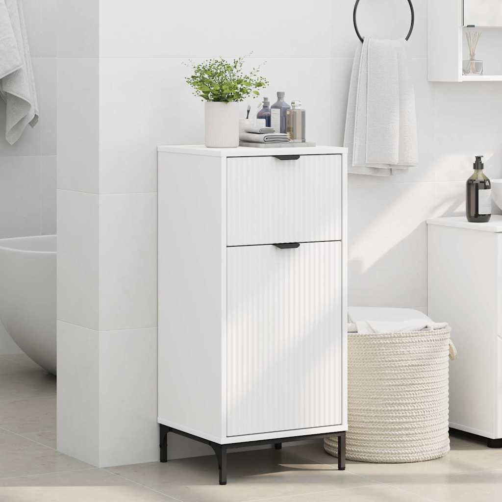 Badezimmer Schrank mit Tür Weiß 39,5 x 36 x 88 cm Holzwerkstoff