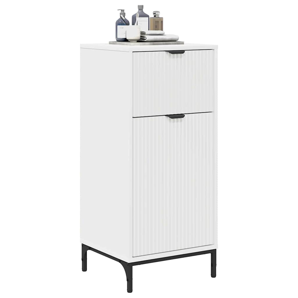 Badezimmer Schrank mit Tür Weiß 39,5 x 36 x 88 cm Holzwerkstoff