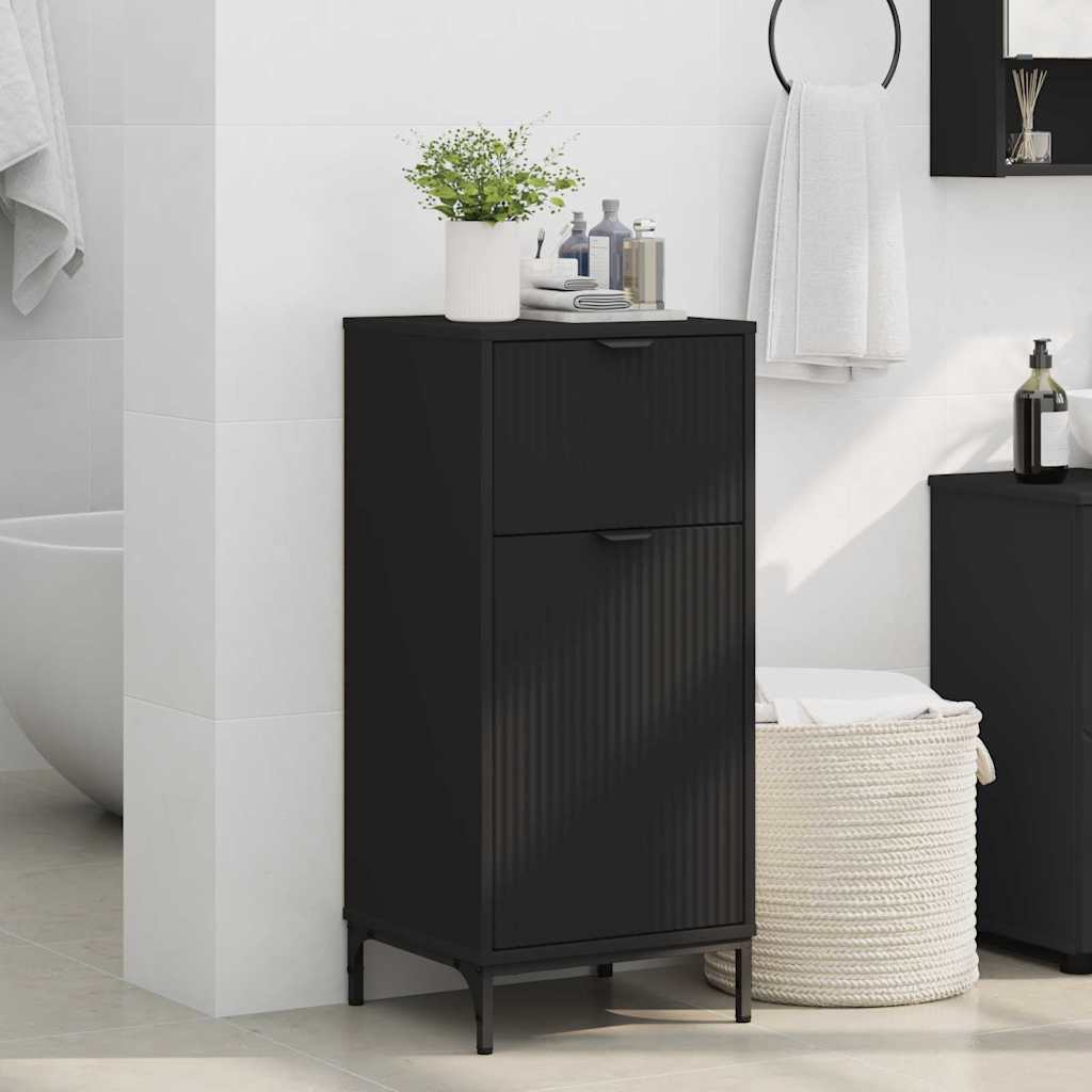 Badezimmer Schrank Schwarz 39,5 x 36 x 88 cm Holzwerkstoff