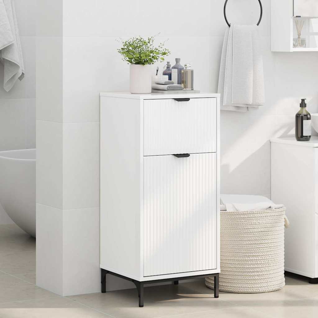 Badezimmer Schrank mit Tür Hochglanz-Weiß 39,5 x 36 x 88 cm