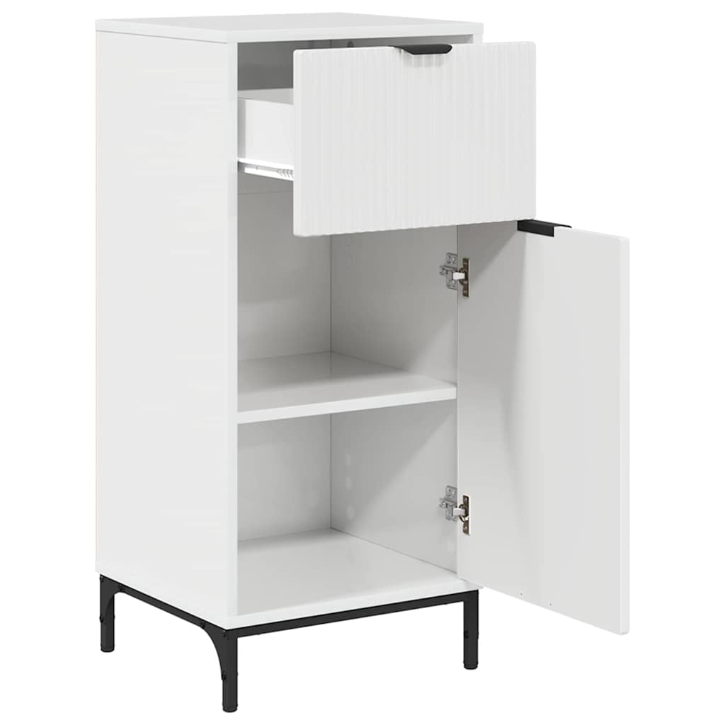 Badezimmer Schrank mit Tür Hochglanz-Weiß 39,5 x 36 x 88 cm