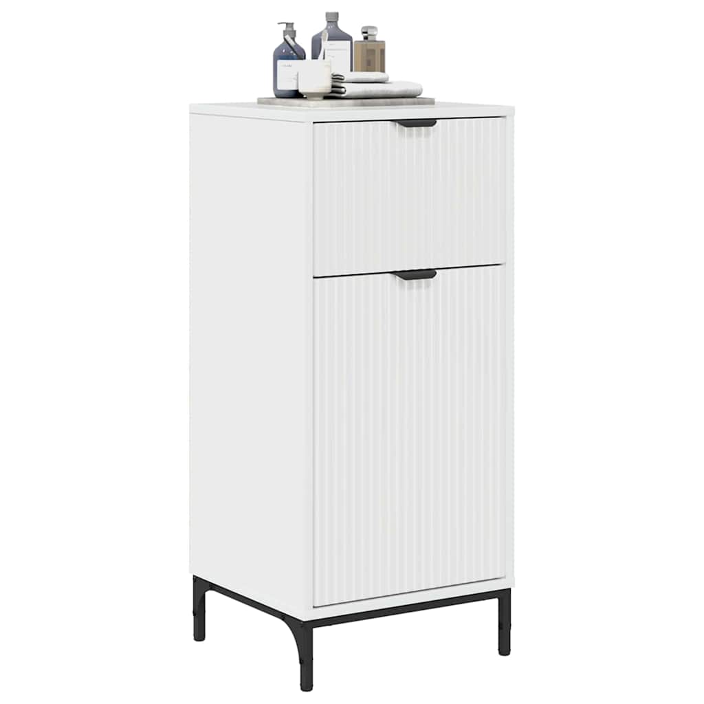 Badezimmer Schrank mit Tür Hochglanz-Weiß 39,5 x 36 x 88 cm
