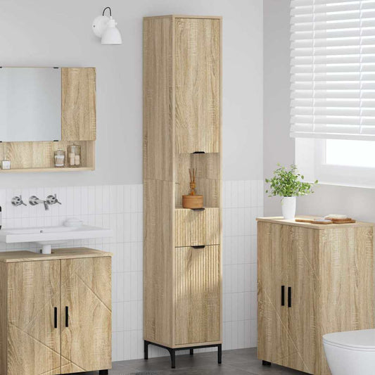 Bad hoher Schrank Sonoma-Eiche 31,5 x 33 x 190 cm Holzwerkstoff