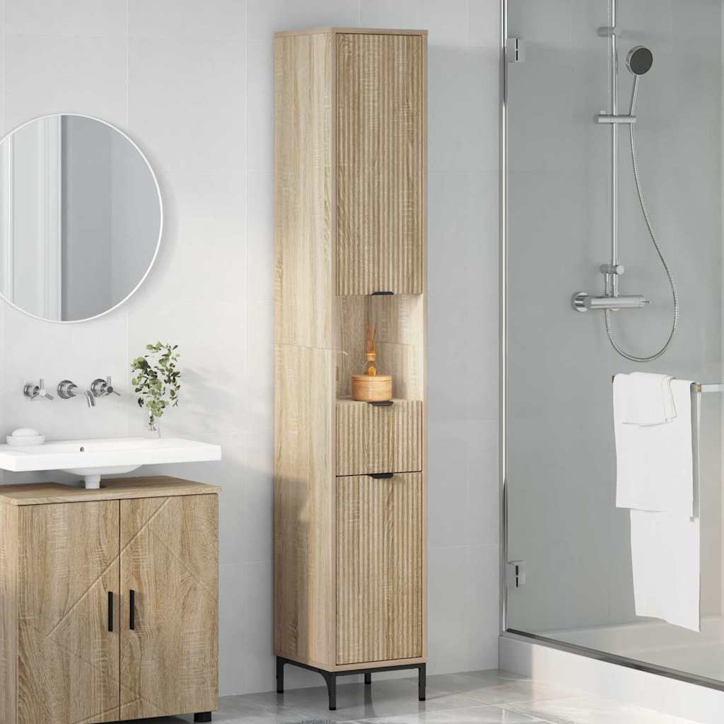 Bad hoher Schrank Sonoma-Eiche 31,5 x 33 x 190 cm Holzwerkstoff