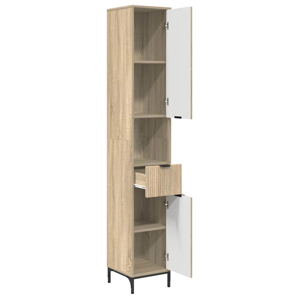 Bad hoher Schrank Sonoma-Eiche 31,5 x 33 x 190 cm Holzwerkstoff