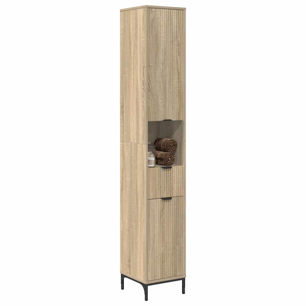 Bad hoher Schrank Sonoma-Eiche 31,5 x 33 x 190 cm Holzwerkstoff