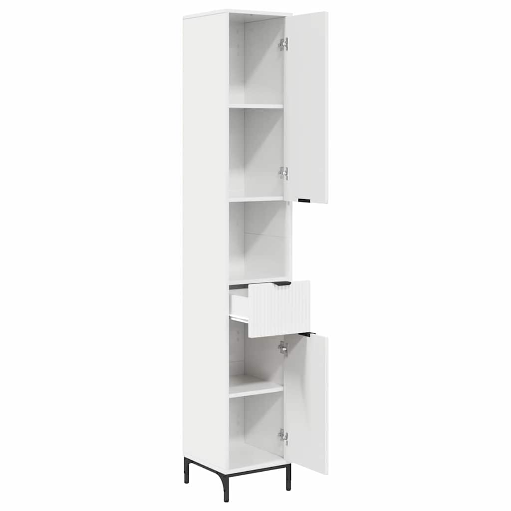 Bad hoher Schrank mit Tür Hochglanz-Weiß 31,5 x 33 x 190 cm