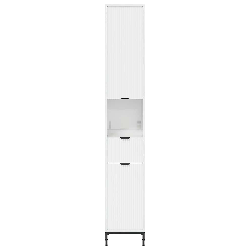 Bad hoher Schrank mit Tür Hochglanz-Weiß 31,5 x 33 x 190 cm