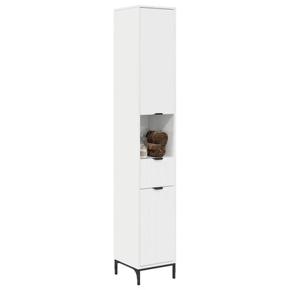 Bad hoher Schrank mit Tür Hochglanz-Weiß 31,5 x 33 x 190 cm