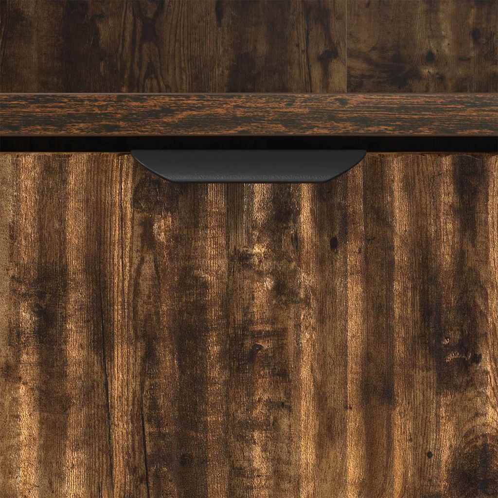 Badezimmerschrank mit Tür Geräucherte Eiche 31,5 x 33 x 190 cm