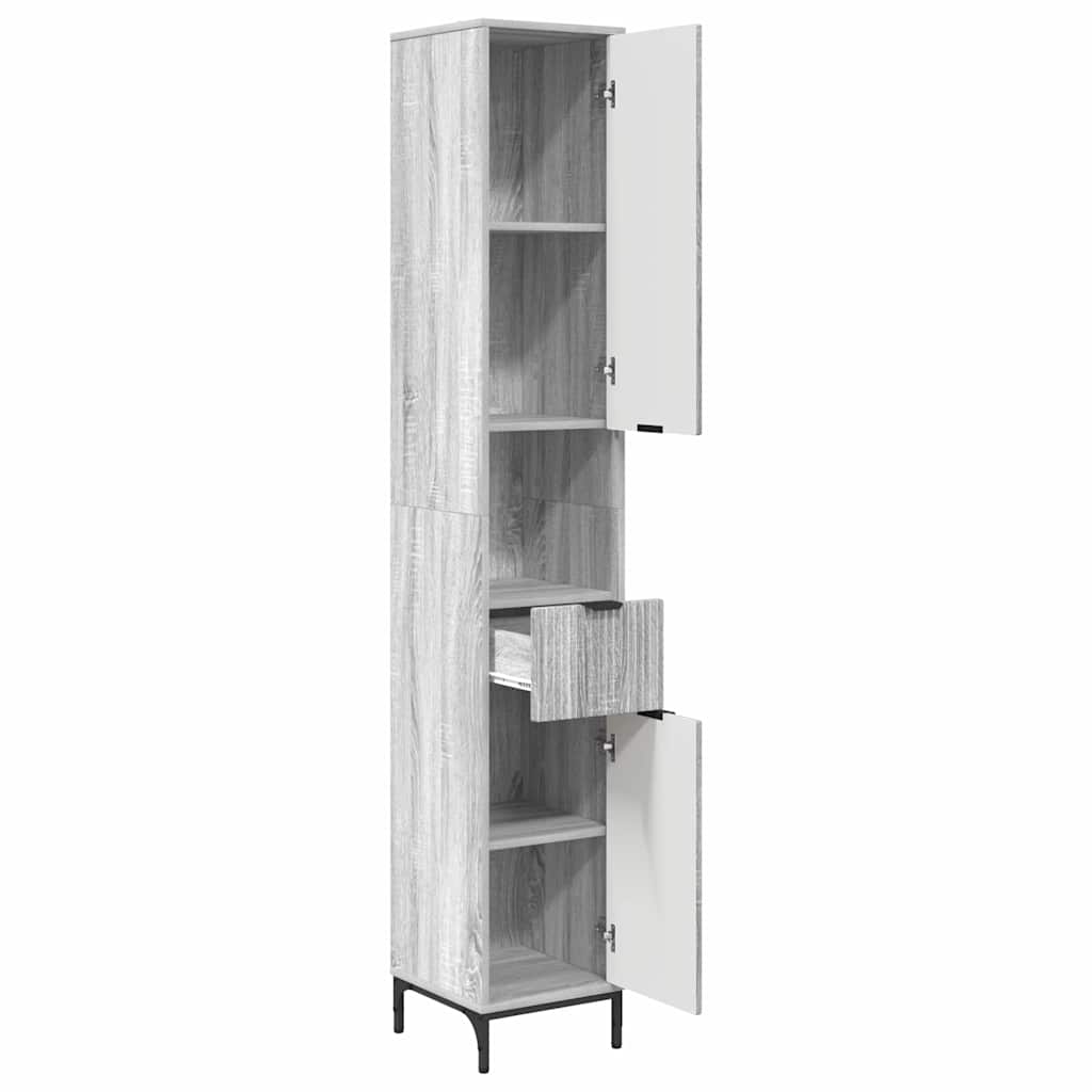 Badezimmerschrank mit Speicher Graues Sonoma 31,5 x 33 x 190 cm