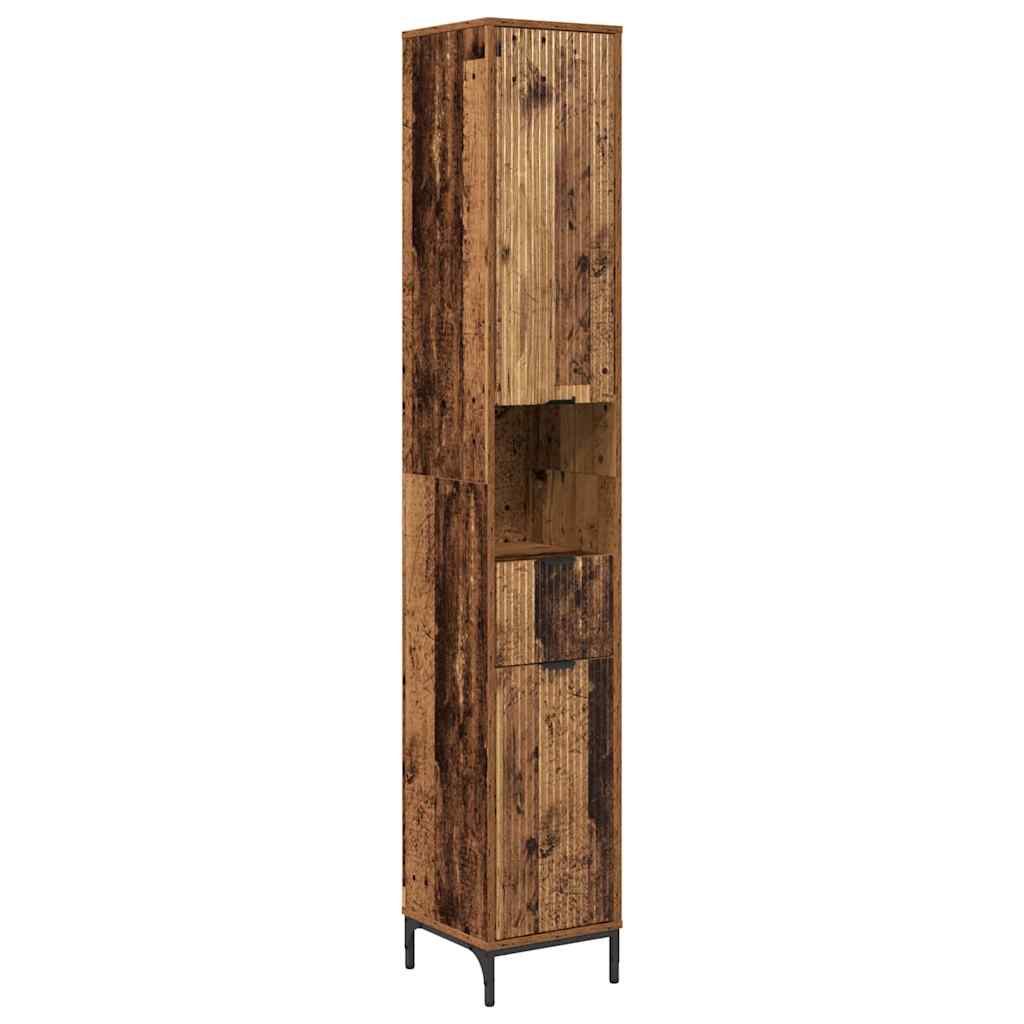 Badezimmerschrank mit Schubladen Altholz 31,5 x 33 x 190 cm