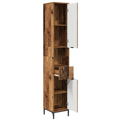 Badezimmerschrank mit Schubladen Altholz 31,5 x 33 x 190 cm