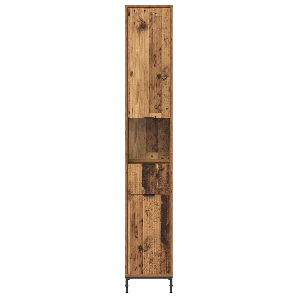 Badezimmerschrank mit Schubladen Altholz 31,5 x 33 x 190 cm