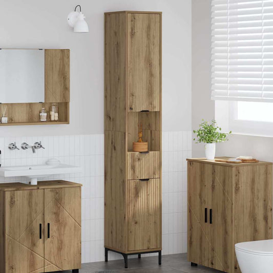 Bad hoher Schrank mit Speicher Artisan-Eiche 31,5 x 33 x 190 cm