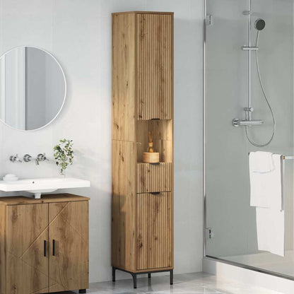 Bad hoher Schrank mit Speicher Artisan-Eiche 31,5 x 33 x 190 cm
