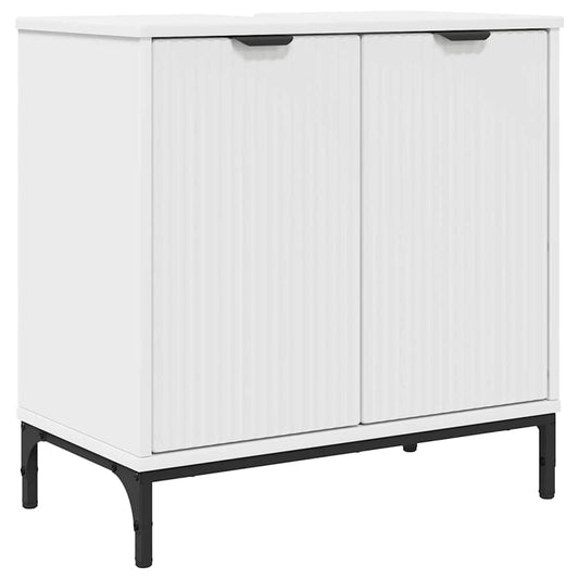 Badezimmer Waschbecken Schrank mit Tür Weiß 60,5 x 33,5 x 61 cm