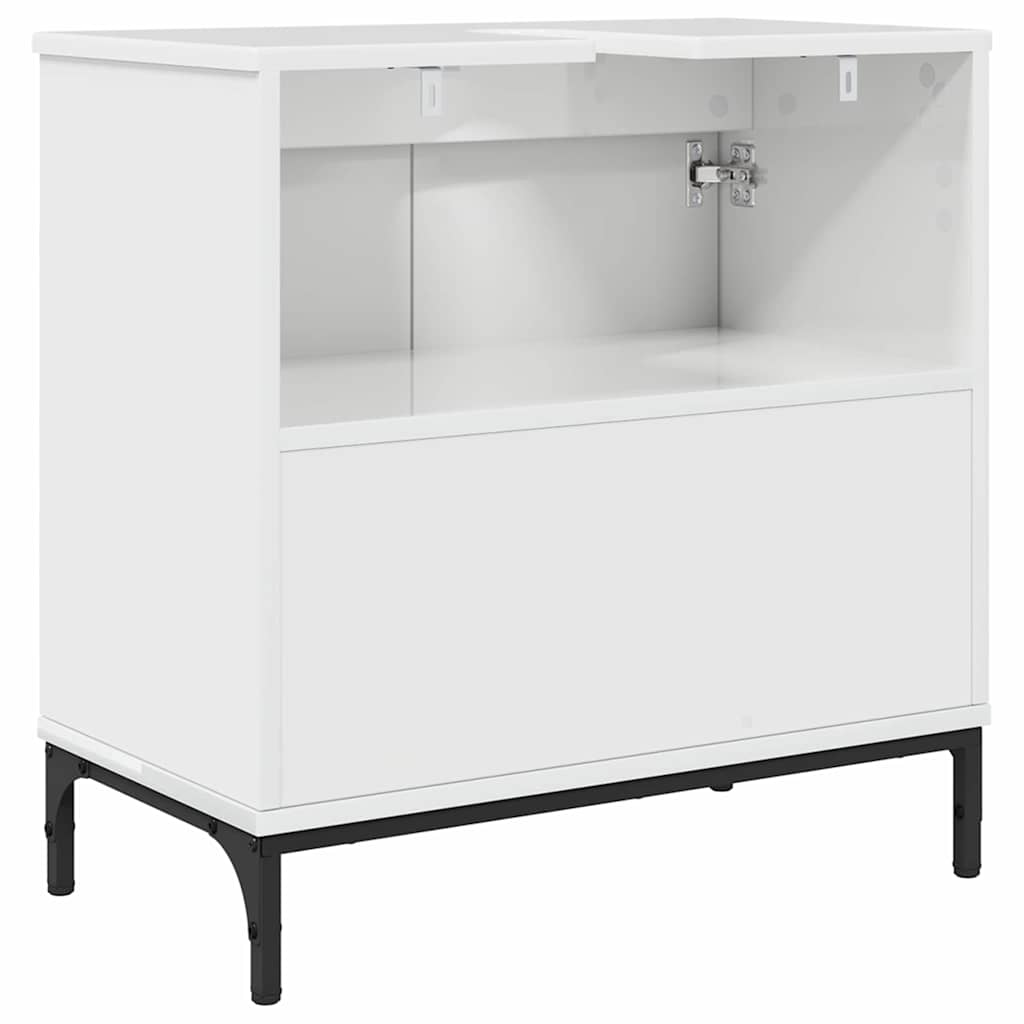 Badezimmer Waschbecken Schrank mit Speicher Hochglanz-Weiß