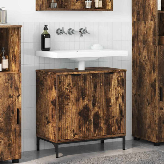 Badezimmer Waschbecken Schrank Räuchereiche 60,5 x 33,5 x 61 cm