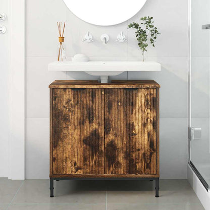 Badezimmer Waschbecken Schrank Räuchereiche 60,5 x 33,5 x 61 cm