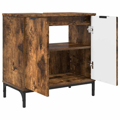 Badezimmer Waschbecken Schrank Räuchereiche 60,5 x 33,5 x 61 cm