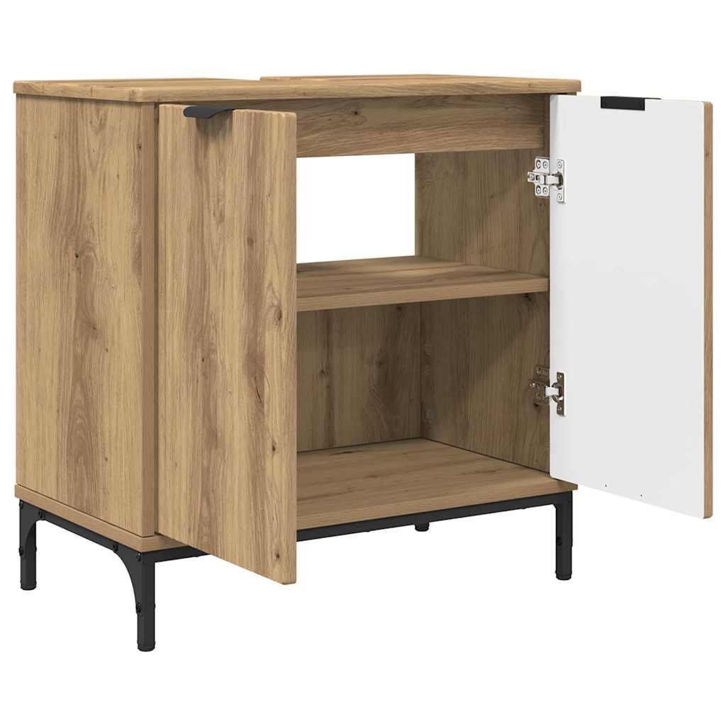 Waschbeckenschrank mit Tür Artisan-Eiche 60,5 x 33,5 x 61 cm